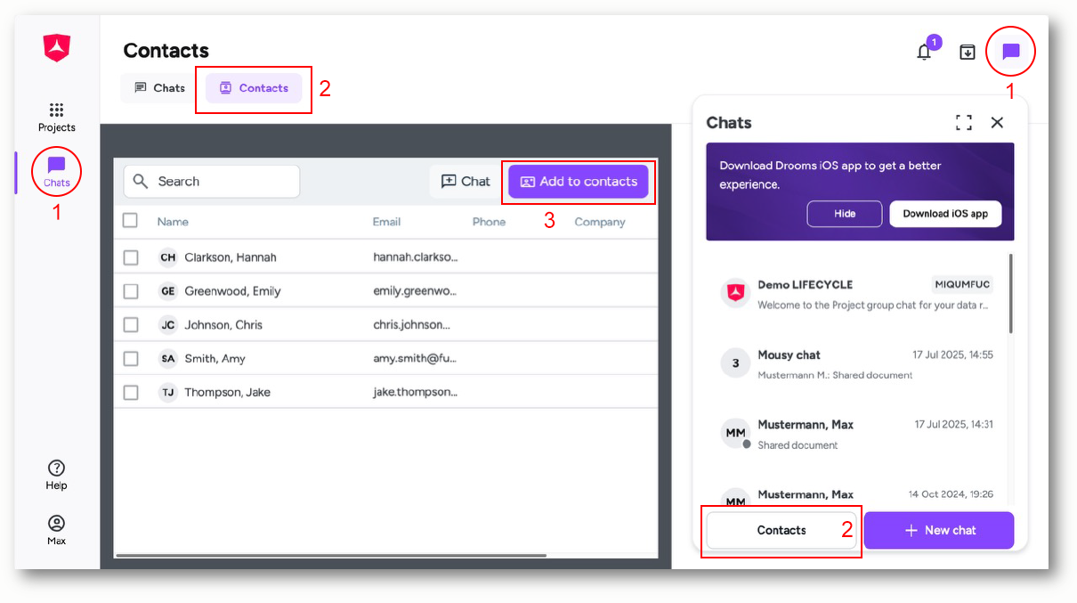 Adding And Managing Contacts | Drooms Helpcentre