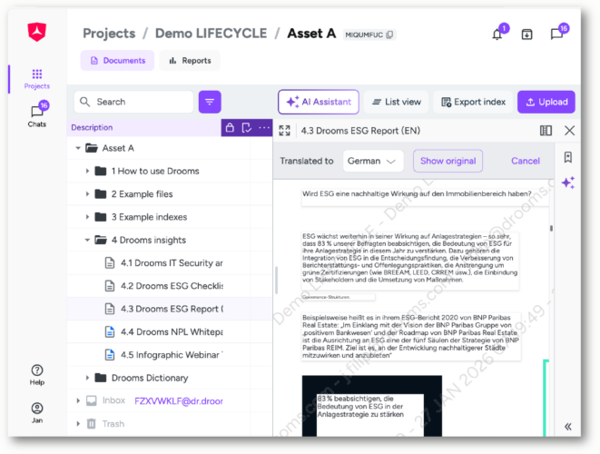 Translating Documents | Drooms Helpcentre