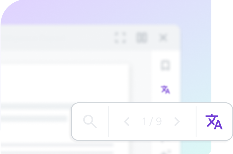 Blurred interface with language translation option